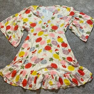 Uncle Frank Red and Yellow Ruffled Mini Sundress